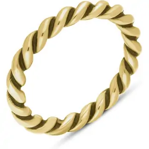 C W Sellors 9ct Yellow Gold Stepping Stones Twisted Rope Stacking Ring