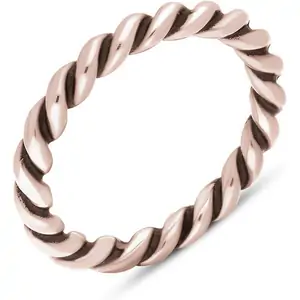 C W Sellors 9ct Rose Gold Stepping Stones Twisted Rope Stacking Ring