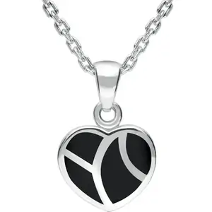 C W Sellors Sterling Silver Whitby Jet Inlaid Heart Necklace