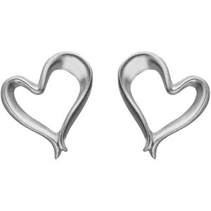 C W Sellors Sterling Silver Ribbon Effect Heart Stud Earrings