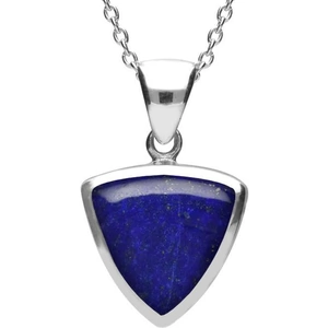 C W Sellors Sterling Silver Lapis Lazuli Curved Triangle Necklace