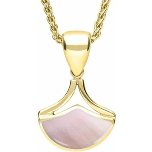 C W Sellors 9ct Yellow Gold Pink Mother of Pearl Fan Shaped Necklace