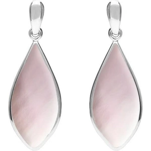 C W Sellors Sterling Silver Pink Mother of Pearl Pointed Pear Drop Earrings