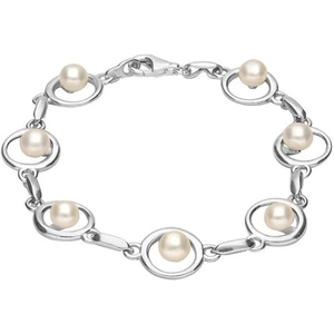 C W Sellors Sterling Silver Pearl Round Link Bracelet - Default Title / Silver