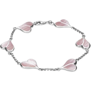 C W Sellors Sterling Silver Pink Mother of Pearl Split Heart Bracelet - Default Title / Silver