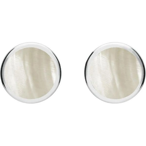 C W Sellors Sterling Silver Mother of Pearl Round Stud Earrings - Default Title / Silver