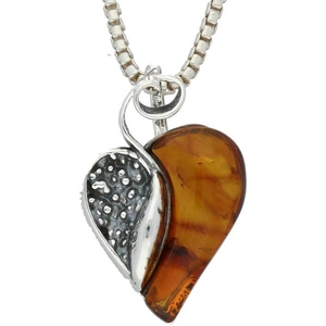 C W Sellors Sterling Silver Amber Small Swirl Heart Necklace - Option1 Value / Silver