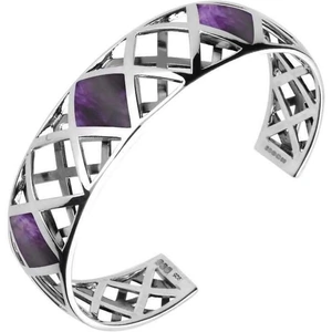 C W Sellors Sterling Silver Blue John Curved Geometric Bangle - Option1 Value / Silver