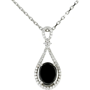 C W Sellors 18ct White Gold Whitby Jet 0.24ct Diamond Loop Necklace - Default Title / White Gold