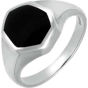 C W Sellors Sterling Silver Whitby Jet Organic Concave Signet Ring - Default Title / Silver