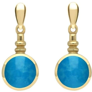 C W Sellors 9ct Yellow Gold Turquoise Bottle Top Drop Earrings - Default Title / Yellow Gold