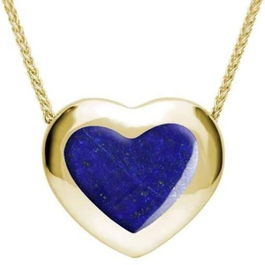 C W Sellors 9ct Yellow Gold Lapis Lazuli Framed Heart Necklace - Option1 Value
