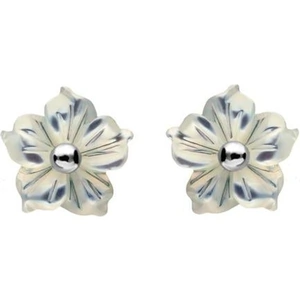 C W Sellors Sterling Silver White Mother of Pearl Tuberose 8mm Carnation Stud Earring - Silver