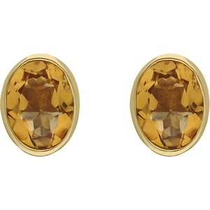C W Sellors 9ct Yellow Gold Sterling Silver Citrine Stepping Stones 6x8mm Oval Stud Earrings