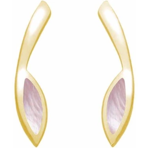 C W Sellors 9ct Yellow Gold Pink Mother Of Pearl Toscana Long Marquise Stud Earrings - Yellow Gold