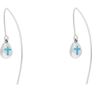 C W Sellors Sterling Silver Turquoise Cross Disc Drop Earrings - Default Title / Silver