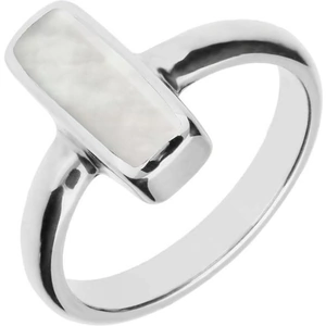 C W Sellors Sterling Silver Mother of Pearl Slim Oblong Ring