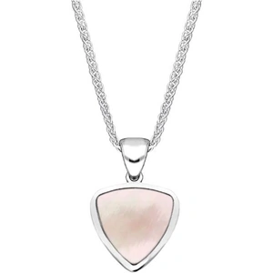 C W Sellors Sterling Silver Pink Mother of Pearl Small Curved Triangle Necklace - Default Title / Silver