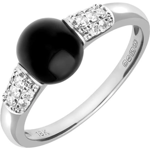 C W Sellors 18ct White Gold Whitby Jet 0.18ct Diamond Round Pave Shoulder Ring