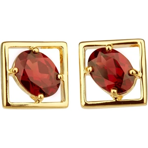 Carolin Stone Jewelry 14kt Yellow Gold Plated Sterling Silver Red Garnet Charming Small Earrings