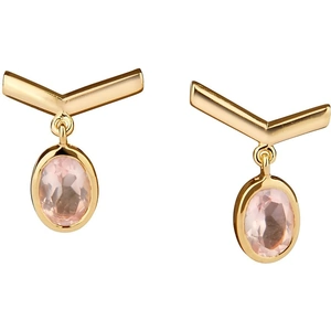 Carolin Stone Jewelry 14kt Yellow Gold Plated Sterling Silver Simple Rose Quartz Visionary Earrings