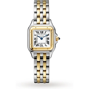Panthère De Cartier Watch Small Model, Quartz Movement, Yellow Gold, Steel
