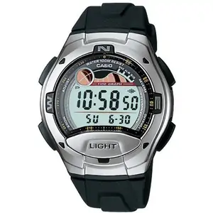 Mens Casio 'Sports' Silver, LCD and Black Plastic/Resin Quartz Chronograph Watch