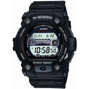 Mens Casio 'G-Shock G-Rescue' Black and LCD Plastic/Resin Solar Chronograph Radio-Controlled Watch