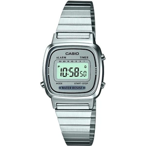 Ladies Casio 'Collection' Silver and LCD Stainless Steel Quartz Chronograph Watch