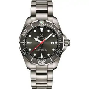 Mens Certina DS Action Diver Powermatic 80 Automatic Black Dial Silver Watch
