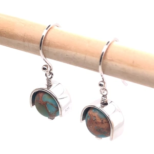 Charles P. Bahringer Jewelry Sterling Silver with Impression Jasper Drop Earrings
