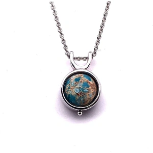 Charles P. Bahringer Jewelry Sterling Silver and Impression Jasper Round Pendant