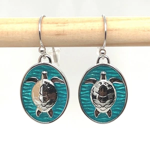 Charles P. Bahringer Jewelry Sterling Silver Sea Turtle Earrings