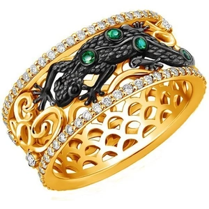 Gold, Emerald & Diamond Earth Element Lizard Ring | Chekotin Jewellery - UK Q - US 8.25 - EU 57.6