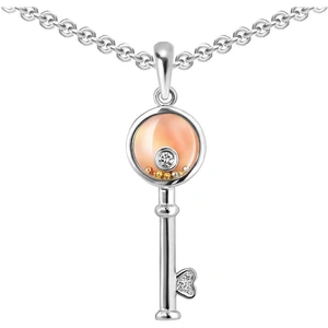 White Gold, Diamonds & Mother Of Pearl Key Pendant | Chekotin Jewellery