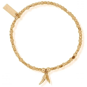 ChloBo Gold Plated Mini Cube Double Feather Bracelet GBCFB1096