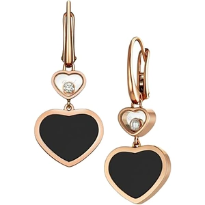 Chopard Happy Hearts 18ct Rose Gold Natural Black Onyx Diamond Earrings
