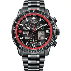 Mens Citizen Black & Red Chronograph Watch