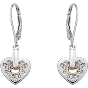 Clogau Cariad Sterling Silver Sparkle Heart Hook Earrings