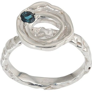 Corinne Hamak Sterling Silver Distortion Blue Tourmaline Flower Ring - UK V - US 10.75 - EU 64