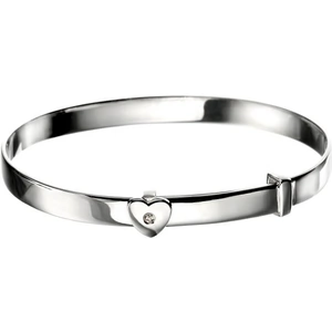 Childrens D For Diamond Sterling Silver Heart Baby Bangle