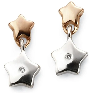 Childrens D For Diamond Sterling Silver Star Earrings