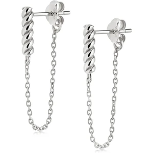 Daisy London Stacked Sterling Silver Rope and Chain Drop Earrings EB8022_SLV