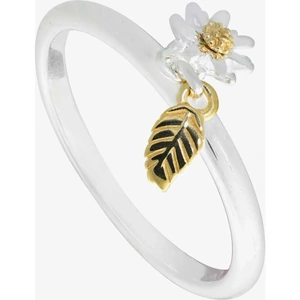 Daisy London Silver and Gold Plated Daisy and Feather Ring SR535-P