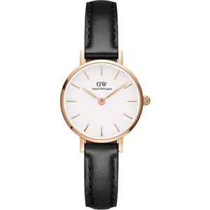 Ladies Daniel Wellington Petite Watch with leather strap and White dial