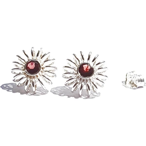 Danny Ries Silver winter earrings with garnets