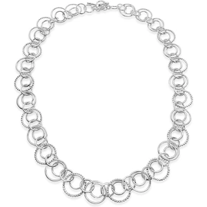 Designs by JAK Sterling Silver Harmony Double Circle Link Statement Necklace