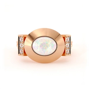Dexter Augustus Ltd Kissa Ring with Opal and Cubic Zirconia - UK M - US 6.25 - EU 52.5