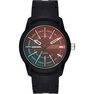 View product details for the Diesel Mens Armbar Black Iridescent Dial Black Rubber Strap Watch DZ1819