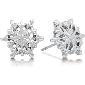 Ladies Disney Couture PVD Silver Plated Frozen White Snowflake Stud Earrings